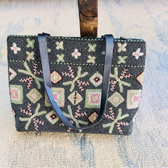 Vtg 80's Comeco Funky Boho Glass Beaded Bag Purse Abstract Geometric 11x8x2 - Picture 8 of 9